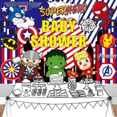 Superhero Party Supplies Backdrop Banner Vinyl 5x3ft Theme Party Decor