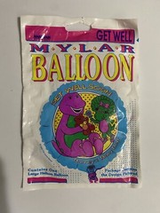 Rare BARNEY & BABY BOP 1993 (Get Well Soon) Mylar Balloon NEW