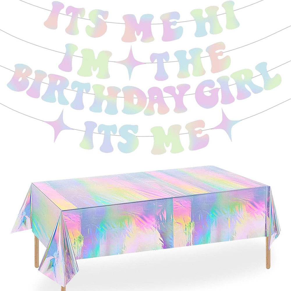 Its Me Hi Im the Birthday Its Me Banner, Glitter Iridescent Popular Birthday Par
