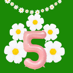 Daisy 5Th 5 Years Old Birthday Party Supplies for Kids 7 Pcs 40 Inch Giant Foil