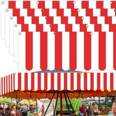 5 Pcs Carnival Tent Decorations Red White Striped Hanging canopy Banner Circu…