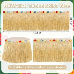 Luau Party Decorations, Natural Hawaiian Grass Table Skirt, Flower 108 X 29.5″ G