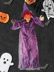 Life Size Hanging Talking Witch – Animated Halloween Witch with Sound Activation