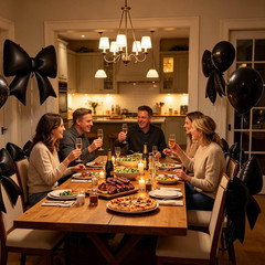 Black Bow Balloon 4 Pack, Giant 29X38 Inch Aluminum Foil Bow Balloons for Birthd