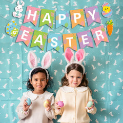 Happy Easter Banner – Multi-Colored, 5.12″ X 7″ Flags, Easter Party Decorations