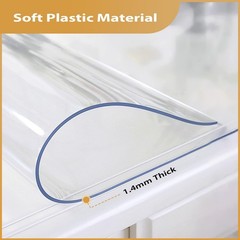 ProsperJoyChant Clear Table Protector 42 x 84 Inch, 1.4mm Thick Waterproof PVC P