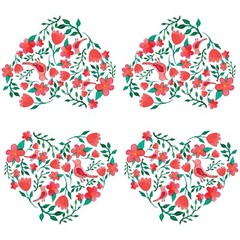 Valentine Napkins FLORAL HEART 20 Valentines Cocktail Napkins Floral Heart Bird