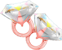 2Pcs Diamond Ring Balloons – 26 Inch | Wedding Ring Balloon for Bridal Shower De