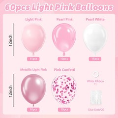 Pink White Latex Balloons Party Decoration Garland Arch Kit Wedding 60PCS