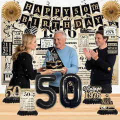 19PCS 50Th Birthday Decorations for Men Women Vintage 50Th Party Decorations Ban
