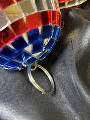 Red White Blue USA American Flag Disco Ball Ornament Veteran Memorial Army Navy
