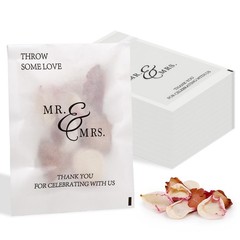 100 Pcs Wedding Confetti Bags Throw Some Love Petal Toss Packets Glassine Flo…