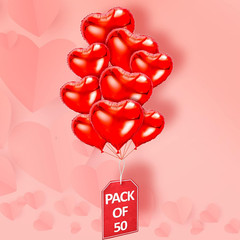 50Pcs 10Inch Red Heart Foil Balloons for Valentine’s Day Decorations