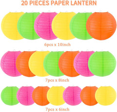 Paper Lanterns Party Decorations, Hanging round Chinese Lanterns for Glow in the