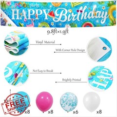 HAKOTI Pool Party Banner 9.8×1.9ft