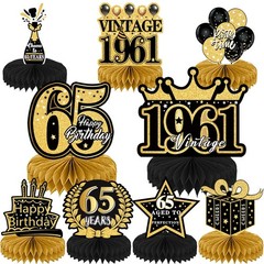 65th Birthday Decorations for Men – 9PCS Vintage 65th Birthday Honeycomb Cent…