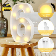 Marquee Numbers 6, Number Blocks Birthday Decorations for Men, Led Letter Light,