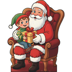SP13548 Cartoon Sitting Santa Christmas Cardboard Cutout Standee Standup