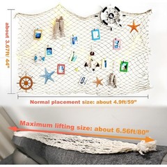 Fish Net Decorations for Party, 2mm Natural Cotton Hawaiian Party Fish Net