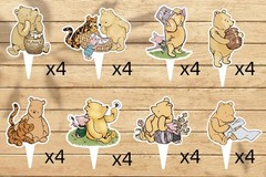48 Pcs Classic Winnie Cupcake Toppers Cake Topper Cute Pooh Baby Shower Decorati