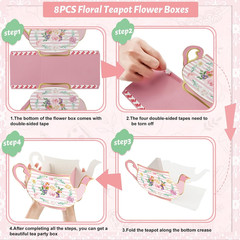Floral Teapot Centerpieces – 8 PCS Tea Party Decorations for Events