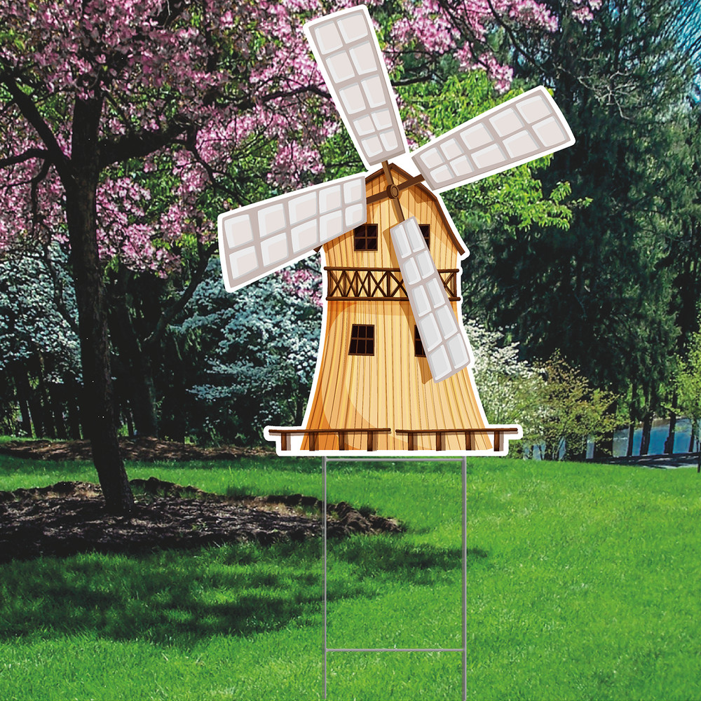 YS3030 Wind Mill Windmill Dutch Netherlands Plastic Outdoor Yard Sign Decoration