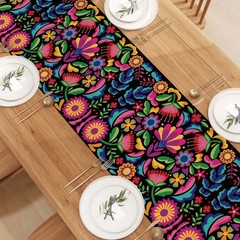 Jiudungs Linen Cinco De Mayo Table Runner 72 Inches Long Mexican Themed Party…