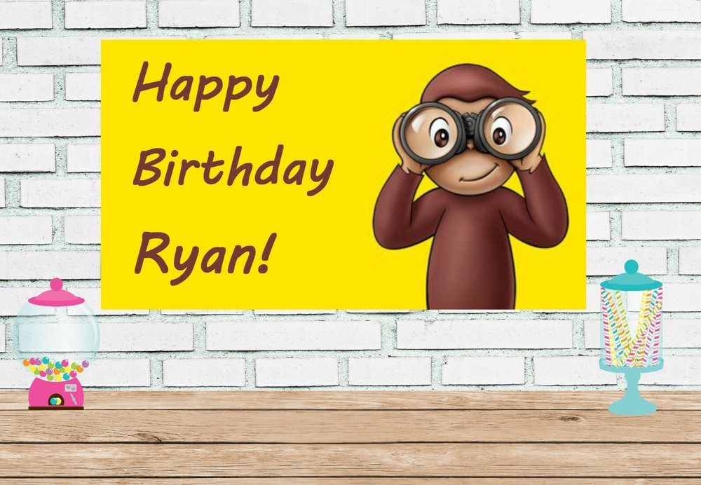 3×6 Curious George vinyl Birthday Banner