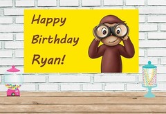 3×6 Curious George vinyl Birthday Banner