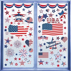 Patriotic Window Clings USA Independence Memorial Day Decor