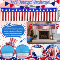 4 Pack Each 10Ft Foil Fringe Garland 4th of July Parade Floats for Trailer Ca…