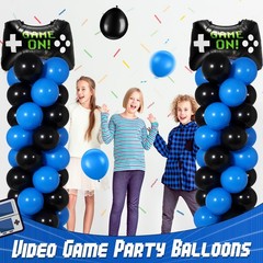 2 Set Video Game Balloon Column Stand Kit with Game Controller Foil Latex Bal…