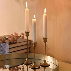 3 Pieces Brass Metal Candlestick Set Conical Shape for Rustic For Home Style