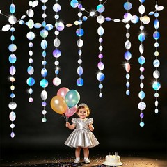 Glitter Iridescent Circle Dots Paper Garland Holographic Circle Dot Streamer …