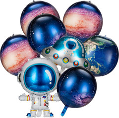 8 Pieces Outer Galaxy Space Balloons Large Inflatable Rocket Astronaut Earth Spa