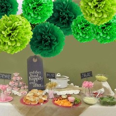 12 Pcs Green Dark Green and Light Green Tissue Paper Pom Poms for St. Patrick…