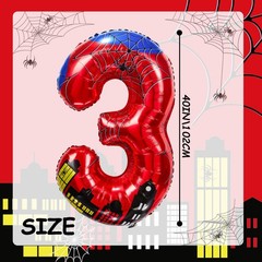 40 Inch Spider Number Balloons Red, Classic Digits 0 to 9, Foil Party Decor