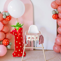 40 Inch Strawberry Number 1 Balloon Berry First Birthday Décor for Baby Girls St