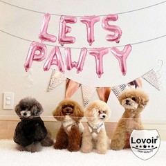 9 Pcs Lets Pawty Balloons Banner 16 Inch, Dog Cat Pet Birthday Letters Sign L…