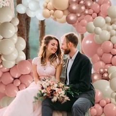 PERPAOL 154pcs Dusty Rose Pink Blush Balloons Garland Arch Kit Baby in Bloom …