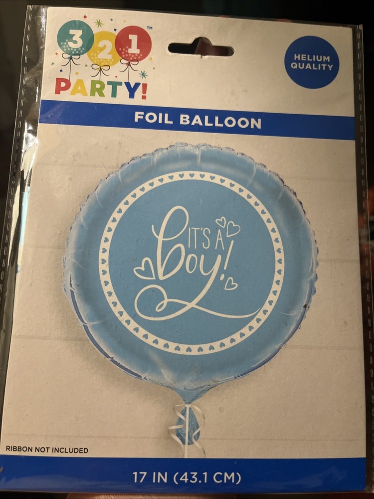 321 Party! It’s A Boy! Blue Hearts 17-in Foil Balloon Helium Quality( Lot Of 2)