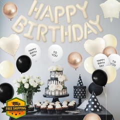 Adorely Black Gold Birthday Banner Decor