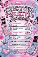 Y2K Style Party Decorations Bundle for Party, Pink Silver Blue Theme Decor Set