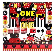 Cartoon Mouse 1st Birthday Party Decorations,Mickey Themed Party Supplies Includ