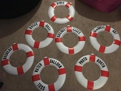 3-PC Red & White Plastic Life Preserver Flat Wall Decor Beach Nautical 18″ #198