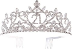 Ella Celebration 21 Tiara 21st Birthday Party Accessories Supplies, Crown Silver