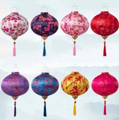 Vintage Floral Hanging Lantern Cloth Lantern Performance Party Festival Decor
