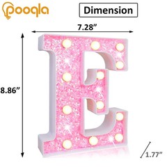 Marquee Letter Lights, Light Up Pink Letters Glitter Alphabet Letter Sign Bat…