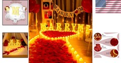 Romantic Proposal Set with Light Up Letters and Rose Petals