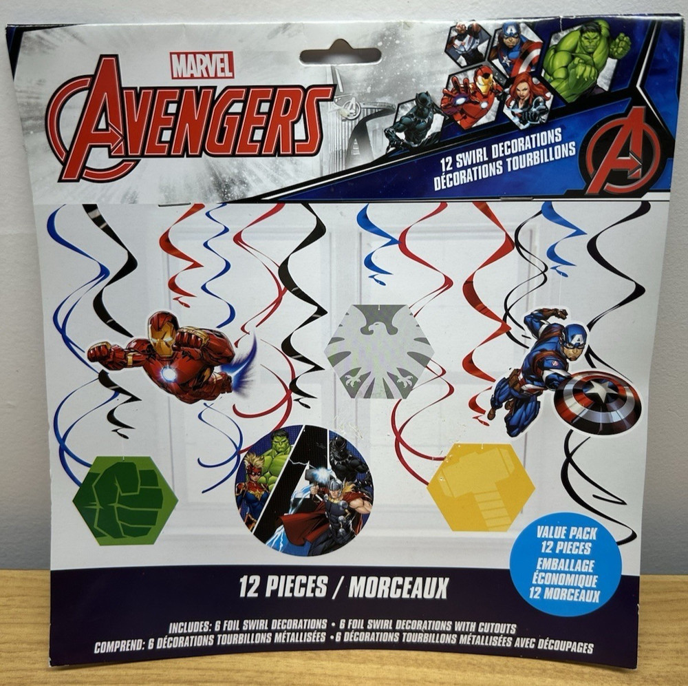 Marvel Avengers Swirl Hanging Party Decorations, 12pc NEW Sealed Piece, HULK